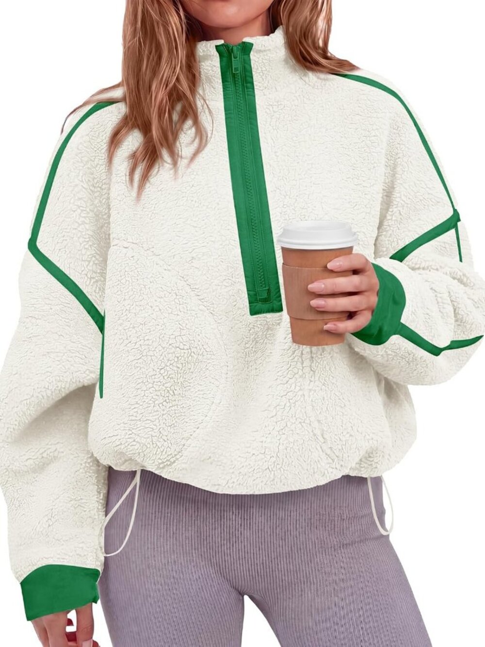Cozy Women's Half Zip Fleece Pullover Sherpa Sweatshirt - Perfect for Layering!